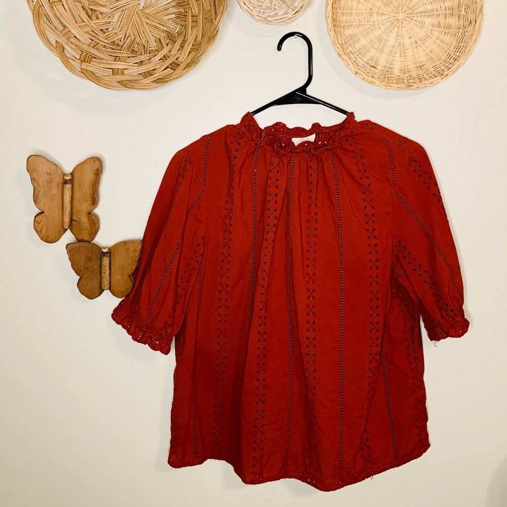 Red detailed blouse